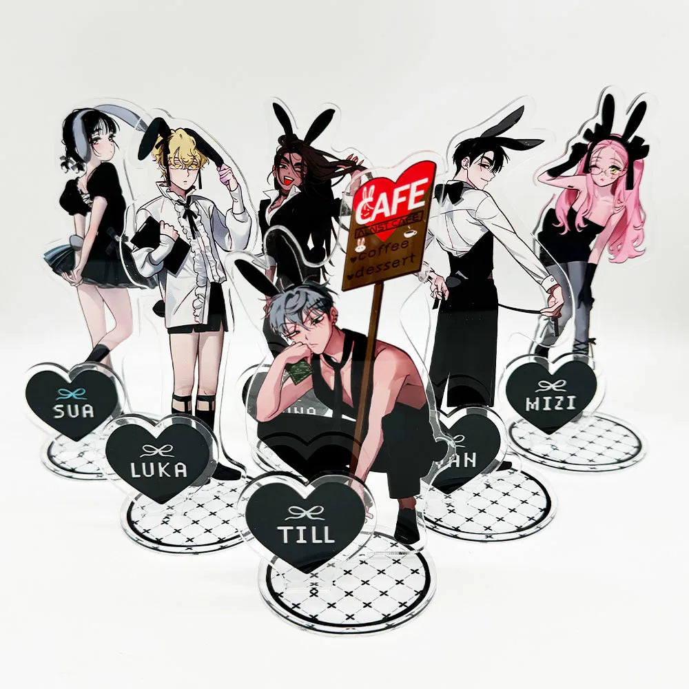 Acrylic keychain set featuring anime character pendants of various characters.