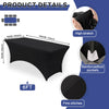 Black stretch fitted spandex table cover with reinforced foot pockets and fine stitches