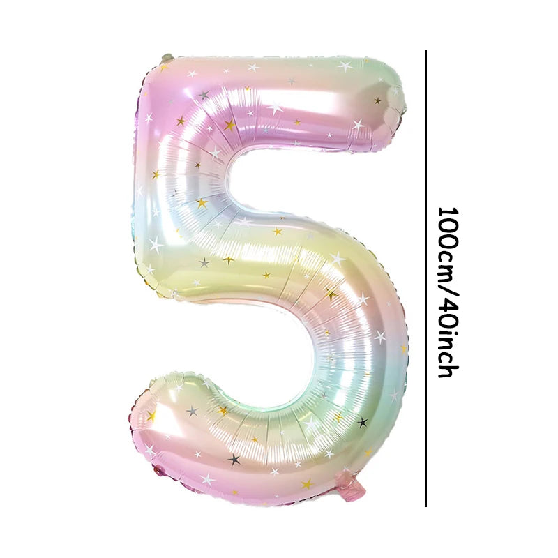 Pastel Rainbow Number Foil Balloon (40 inch)