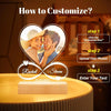 A guide showing three steps to customize a photo frame featuring a couple, Rachel and Steven.