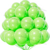 A bunch of light green latex balloons arranged in a cascade or garland formation.