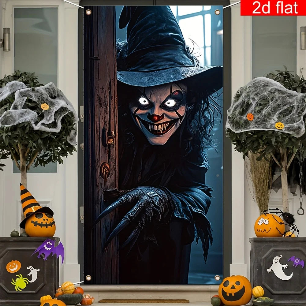 Spooky Halloween Witch Door Banner - Oversized Outdoor Décor