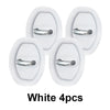 Four white silicone car door lock protectors with metal bumpers