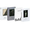A set of three decorative faux books featuring black and white photography for home decor.