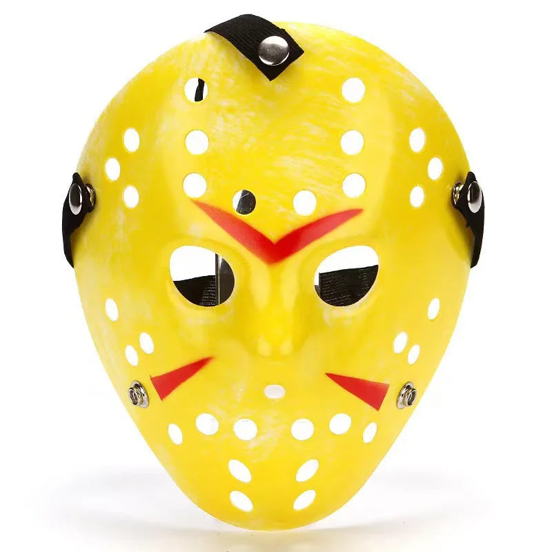 A yellow realistic horror animal mask with black accents and a red marking on the forehead.