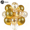 A set of ten 12-inch leopard print gold and clear foil balloons for party decorations.