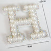 White pearl and rhinestone alphabet letter patch for clothing