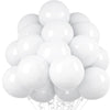 A cluster of white latex balloons tied together for parties and celebrations