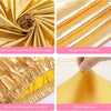 Close-up view of a golden yellow spandex cylinder stand cover fabric showing texture and elasticized closure.