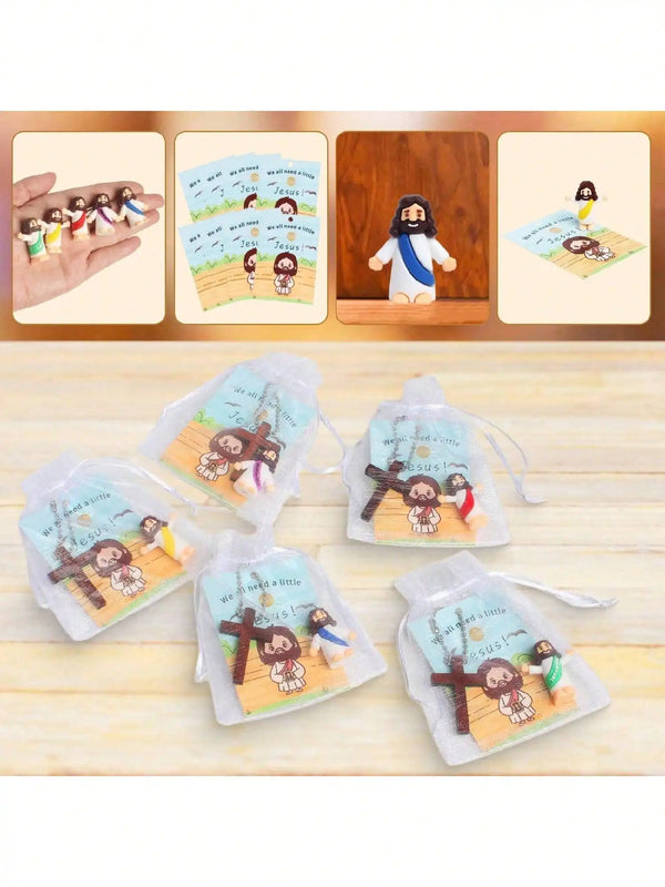 Mini Jesus Doll Set with Crucifix Pendant – Bulk Pack for Events