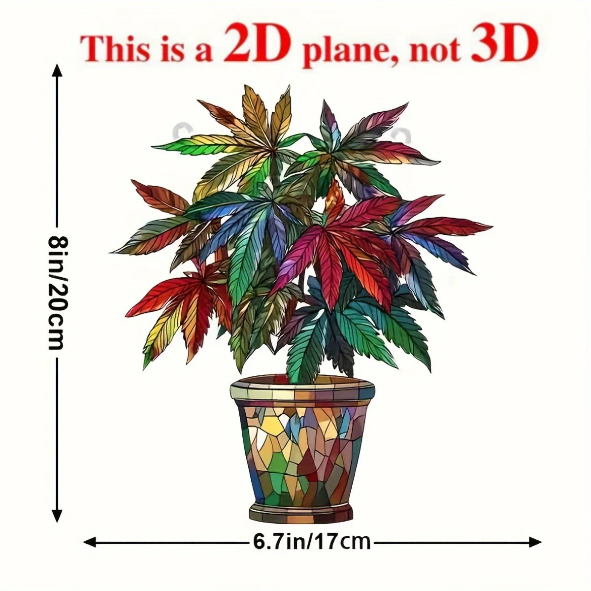 A potted cannabis plant in a decorative mosaic pot, used as 2D plane demonstration.