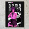 Anime poster featuring Makima from Chainsaw Man in a pink shirt and black outfit.