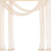 Elegant cream chiffon arch drapes forming a backdrop for weddings and events