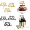 Gold and black acrylic cake topper letters spelling out Happy Birthday