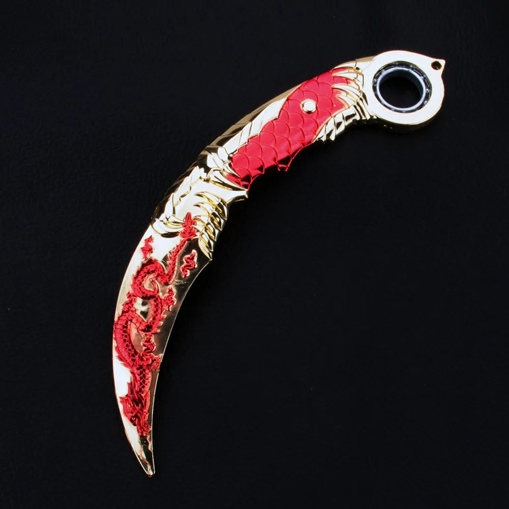 Anime-style blue dragon rotating claw knife model collectible display piece
