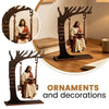 Wooden ornament depicting Jesus reading the Bible in a hanging frame on a desk.