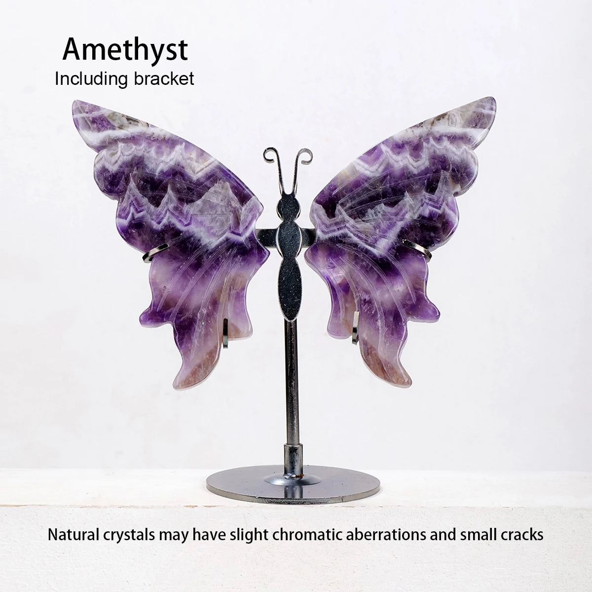 Hand-Carved Natural Amethyst Crystal Butterfly Desk Ornament