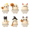 A set of four peel-and-stick ghost phone decoration charms featuring Halloween and cat faces.