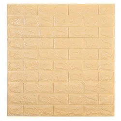 A rectangular panel of light beige 3D brick wall tiles with a textured, stucco-like finish.