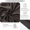 A dark gray stretch spandex tablecloth fabric showing its drape and durability features.