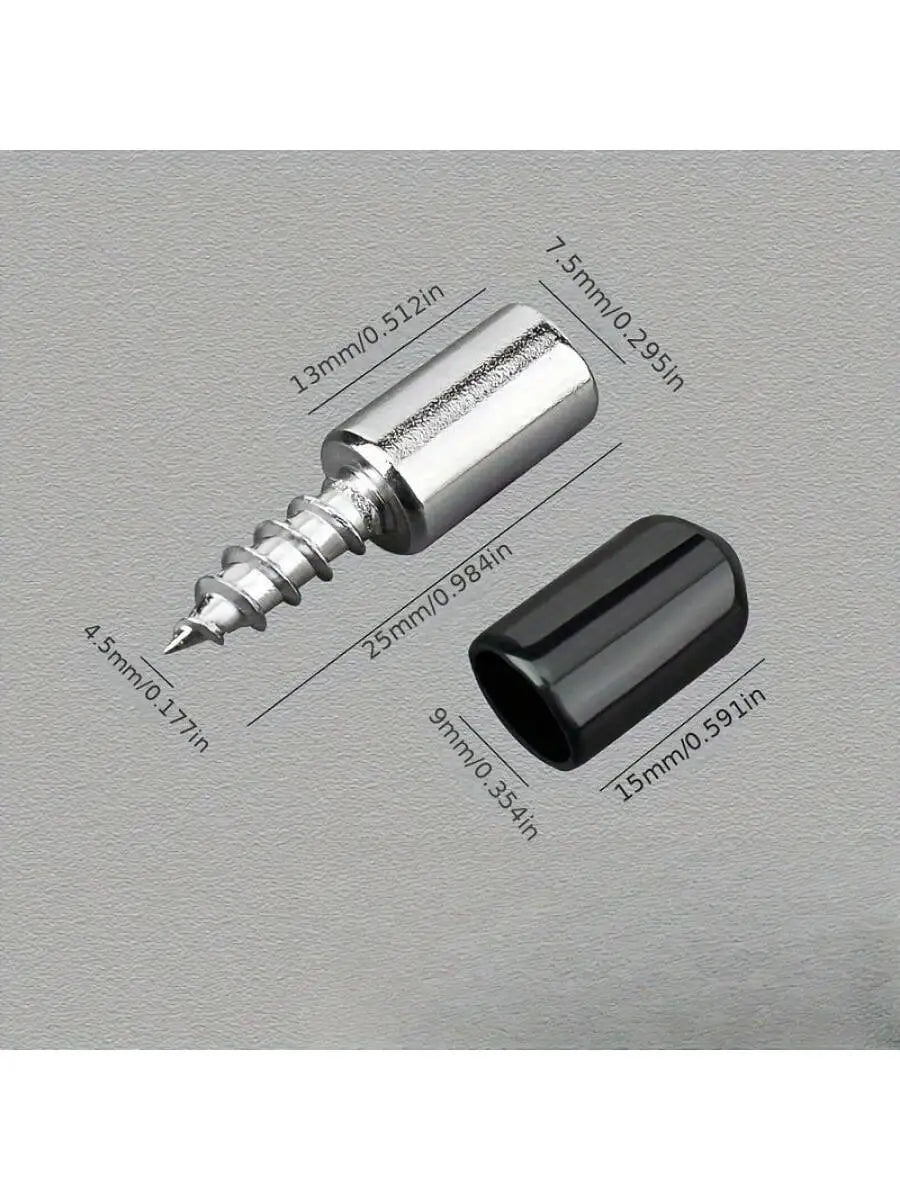 A silver heavy-duty shelf support peg with a screw and a black cylindrical piece shown against a gray background.