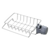 Faucet-mounted kitchen organizer featuring a stainless steel drying rack and sponge holder.