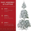 Instructions for easy assembly and fluffing a flocked artificial Christmas tree.