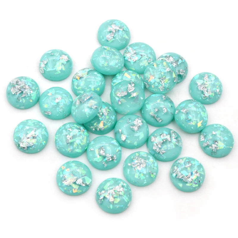 Mixed Color Resin Cabochons with Metal Foil Backing for Jewelry Making
