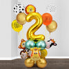 A balloon decoration set featuring gold, yellow, and orange balloons with animal print patterns like leopard, lion, and zebra
