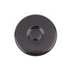 A round, dark brown gas stove burner cap.