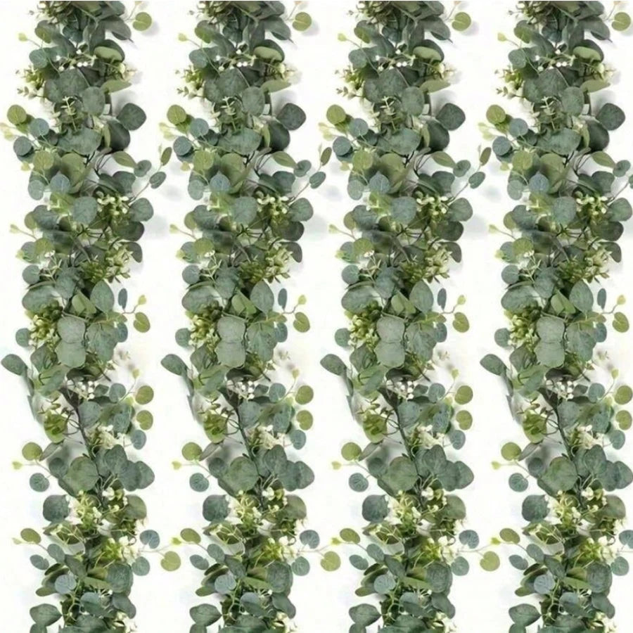 Artificial eucalyptus garland with white flowers used for wedding and home decor