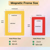 Diagram showing magnetic frame sizes for photos, including 4x6 and 3.5x5 options.