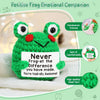 Handwoven knitted positive frog emotional companion ornament in green wool