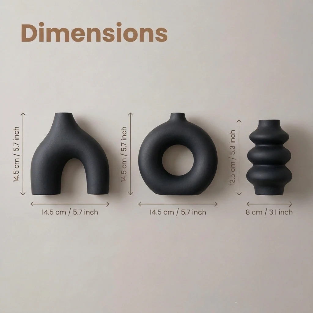 Wabi-Sabi Irregular 3D Printed Vase Set – Matte Minimalist Decor for Dried Flowers