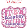 Pink glitter acrylic charms with the text It's a good day to fill prescriptions