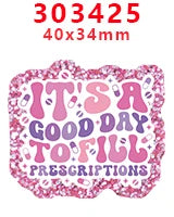 Pink glitter acrylic charms with the text It's a good day to fill prescriptions