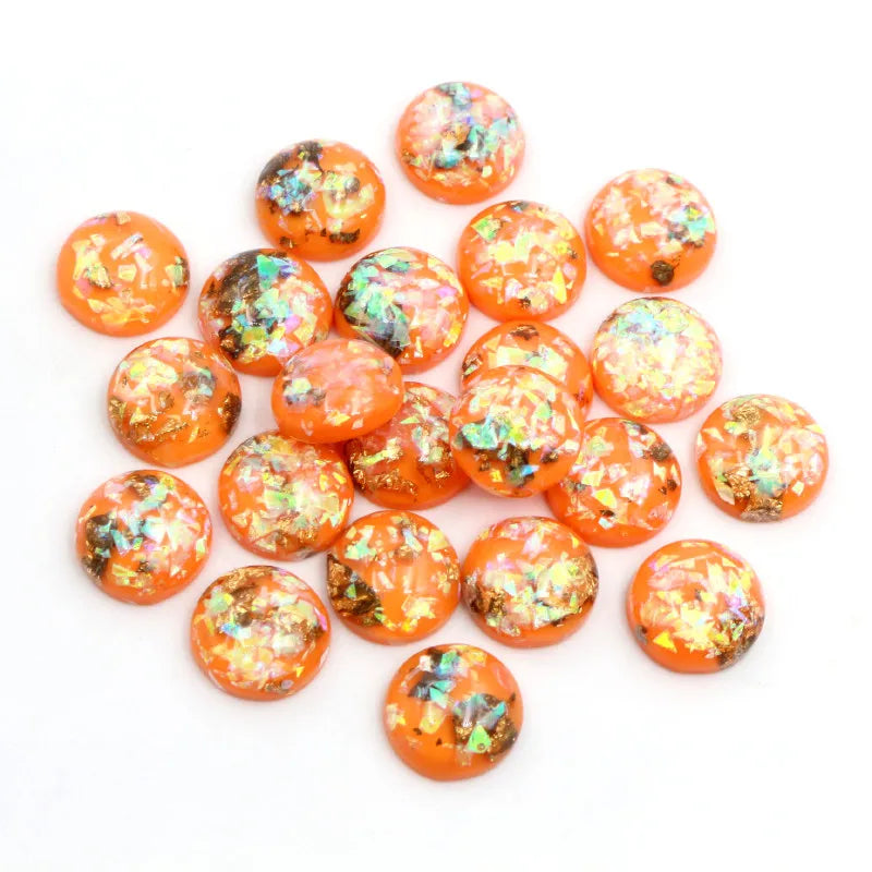 Mixed Color Resin Cabochons with Metal Foil Backing for Jewelry Making