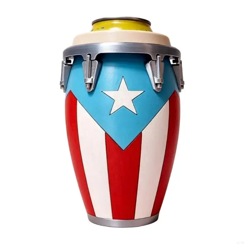 Buntes kulturelles Conga-Trommel-Can Sleeve mit patriotischem Design aus rot-weiß-blauen Streifen und Stern.