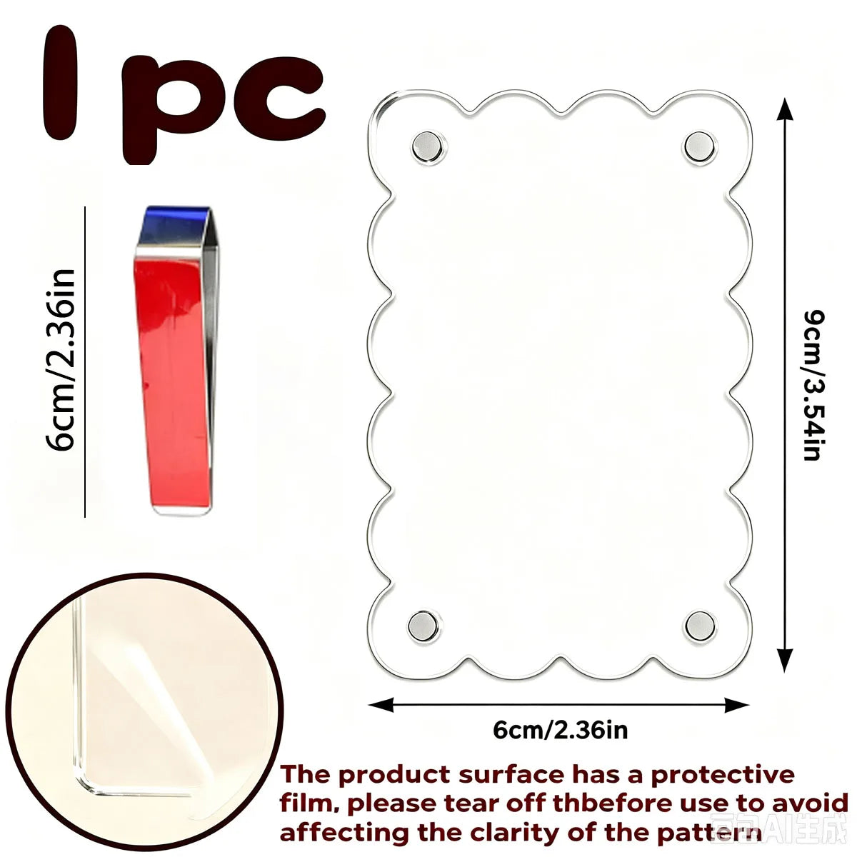 Magnetic Acrylic Photo & Card Display Frame for Car or Home