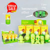 A set of 12 glow-in-the-dark anime animal blind box figures in yellow and green packaging.