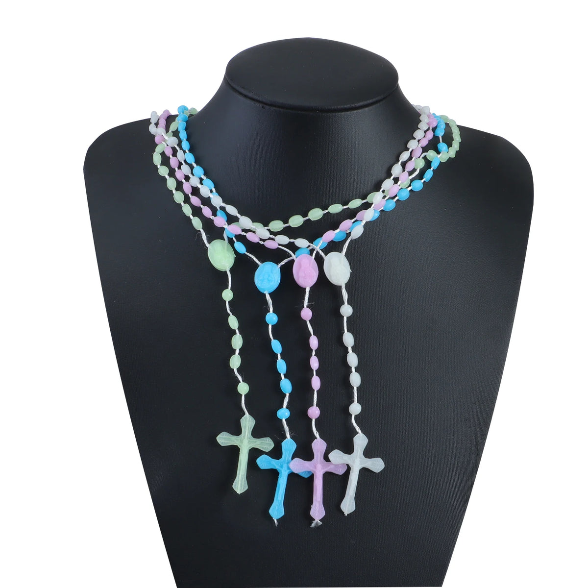 Assorted Plastic Rosary Necklaces (Set of 12)