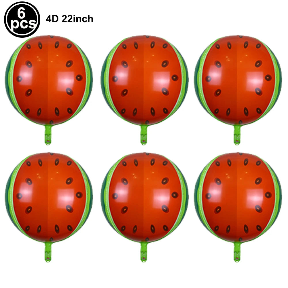 Six ballons en feuille de couleur orange en forme de pastèque, taille 22 pouces.