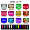 A color card showing various neon colors including white, pinks, greens, yellows, purples, blues, reds, and orange.