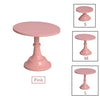 Pink metal cake stand with three sizes labeled S, M, and L.