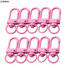 A set of pink lobster clasp hooks for jewelry making and DIY crafts