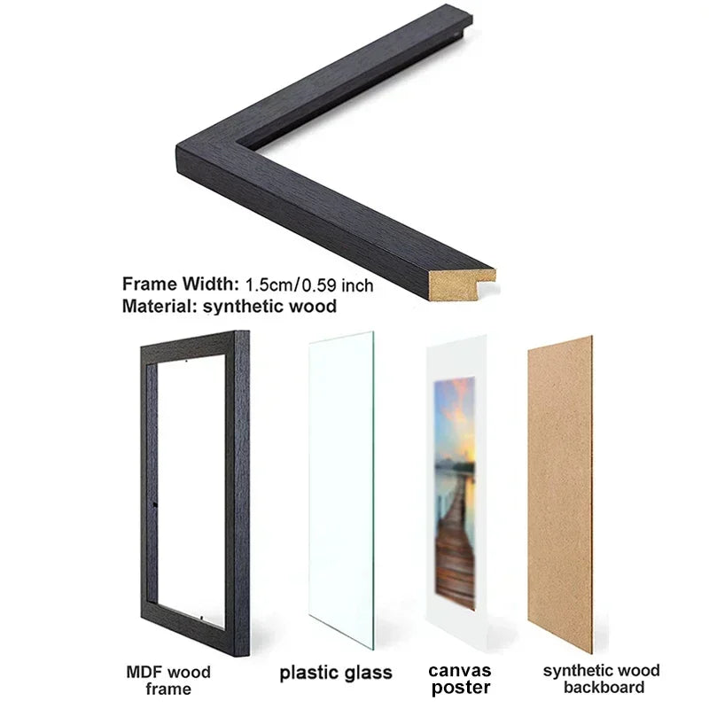 Elegant Wooden Picture Frame with Artistic Canvas Print