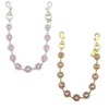 Silver paperclip chain bag strap with pink floral accents and lobster clasps