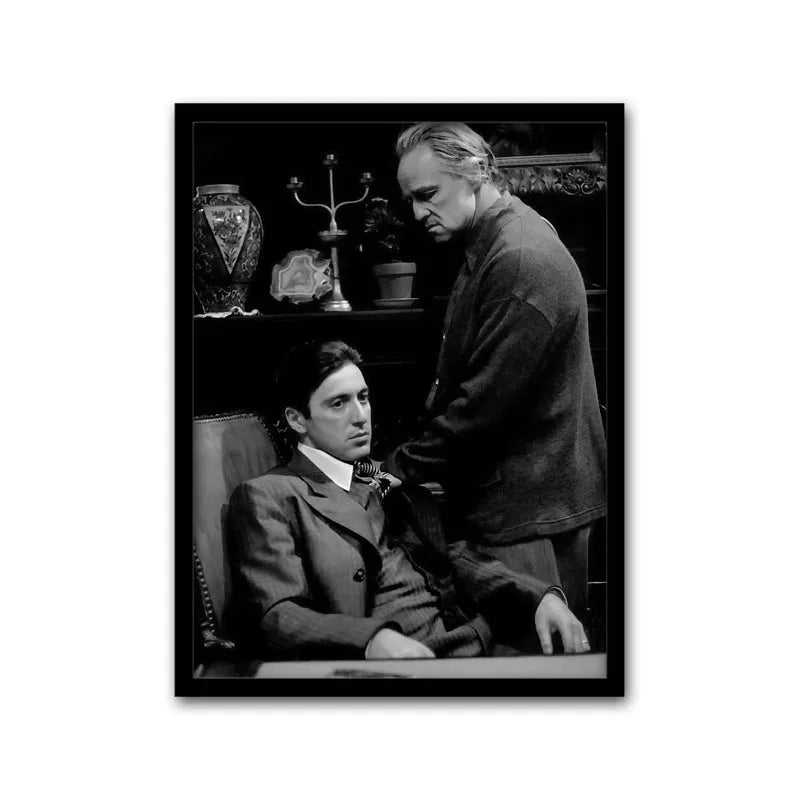 Black and white canvas wall art featuring a dramatic portrait of a man.
