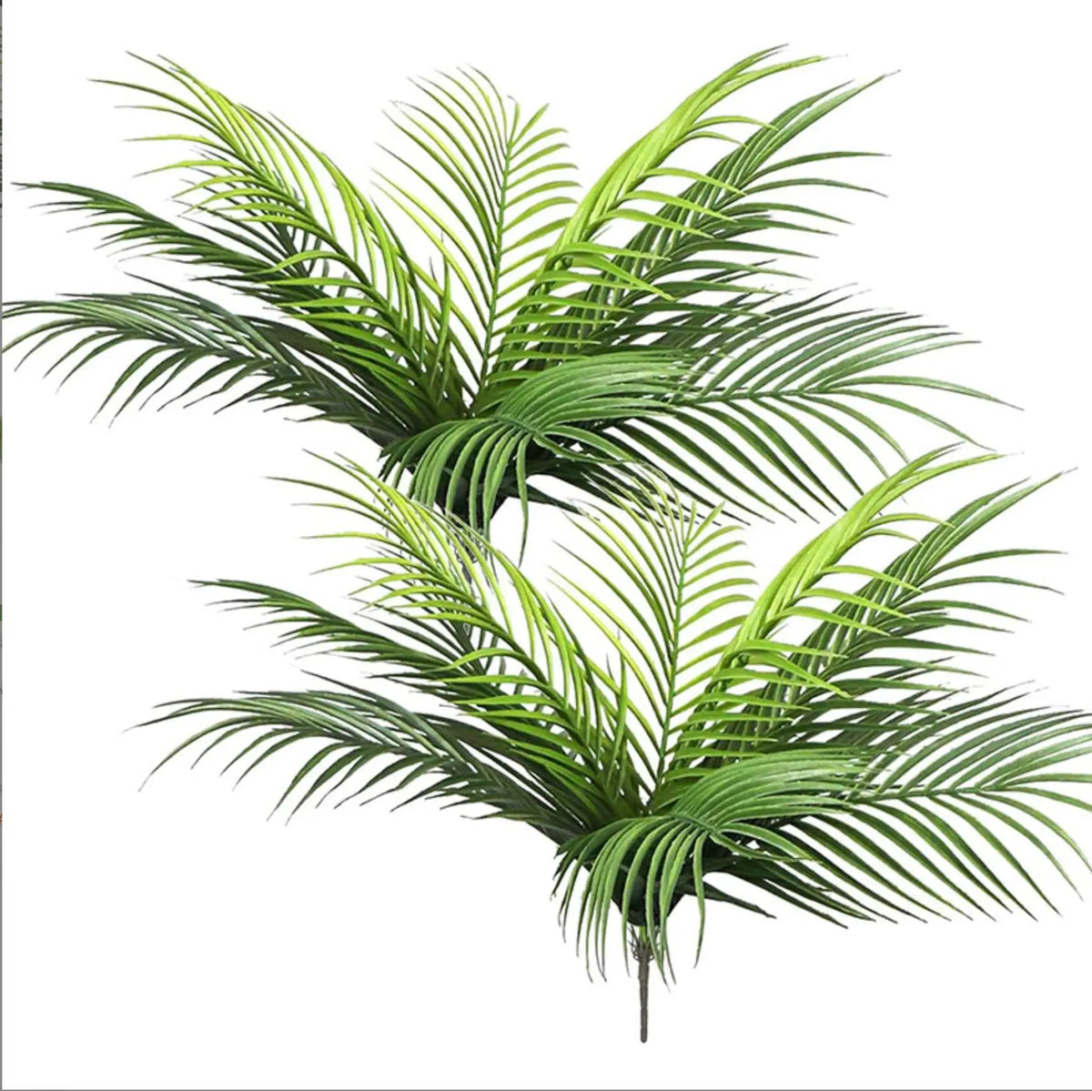 Realistic artificial palm tree with vibrant green silk leaves