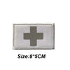 Silver medical cross tactical morale patch with a white background